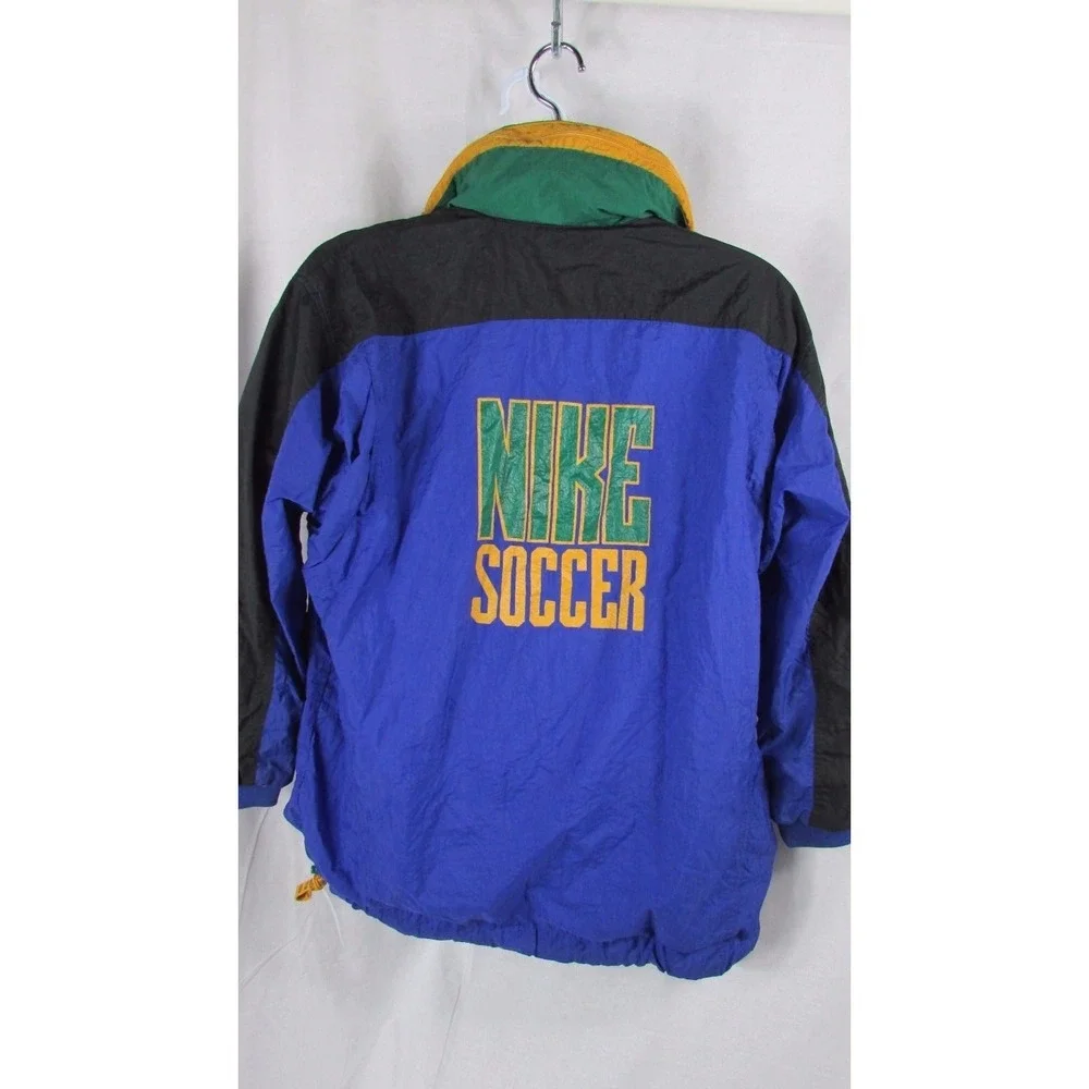 Boys vintage Nike Soccer Large 14/16 windbreaker jacket Lined purple green black